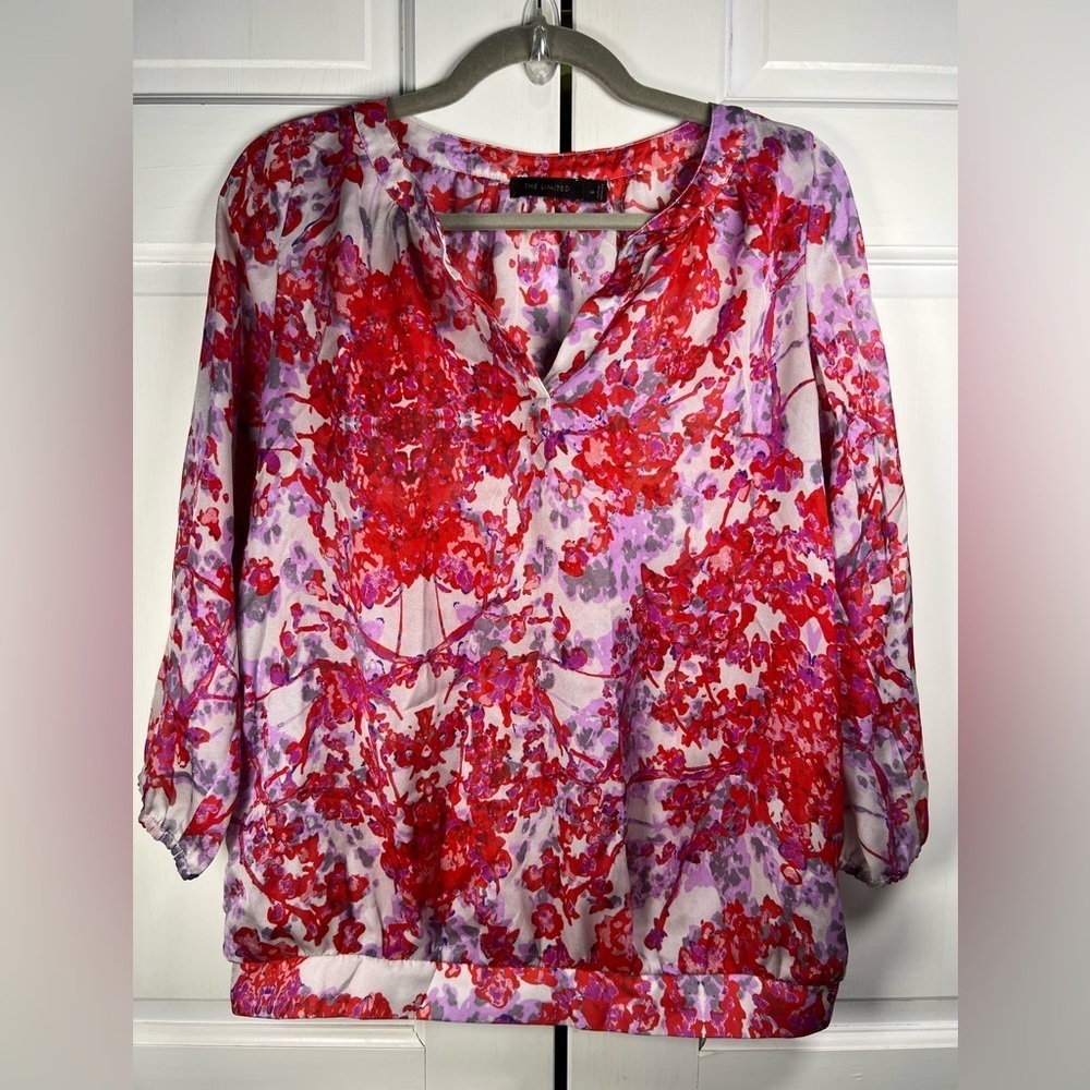 The Limited Women's Sheer Tunic Floral Pattern 3/4 Sleeve Lightweight Sz Medium